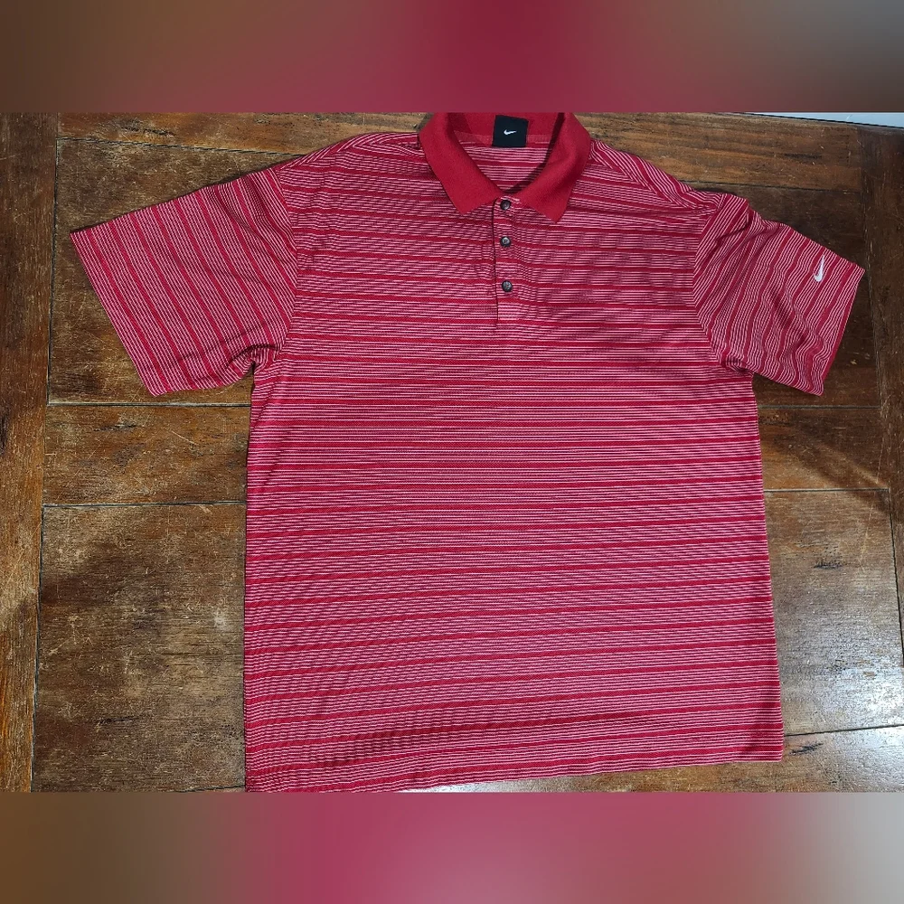 Nike Golf Men's Dri-Fit Short Sleeve‎ Polo Shirt Size XL Red and White